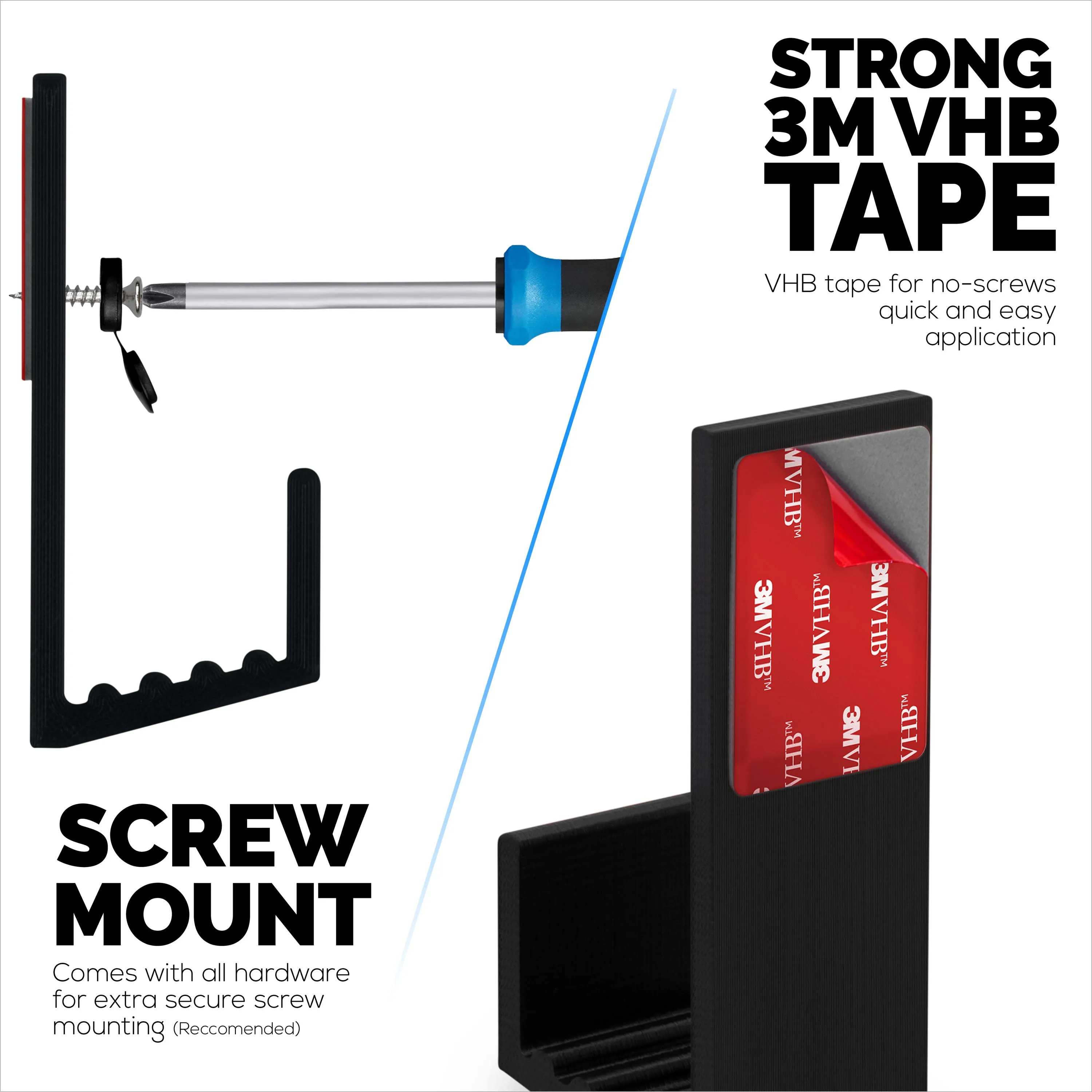 1.5" Cable Box Wall Mount Hanger Holder, for Routers, Laptops, Modem, Mesh Wifi, Apple TV, Network Switch & More, For Devices Upto 1.5" / 38mm Wide, Adhesive & Screw-In