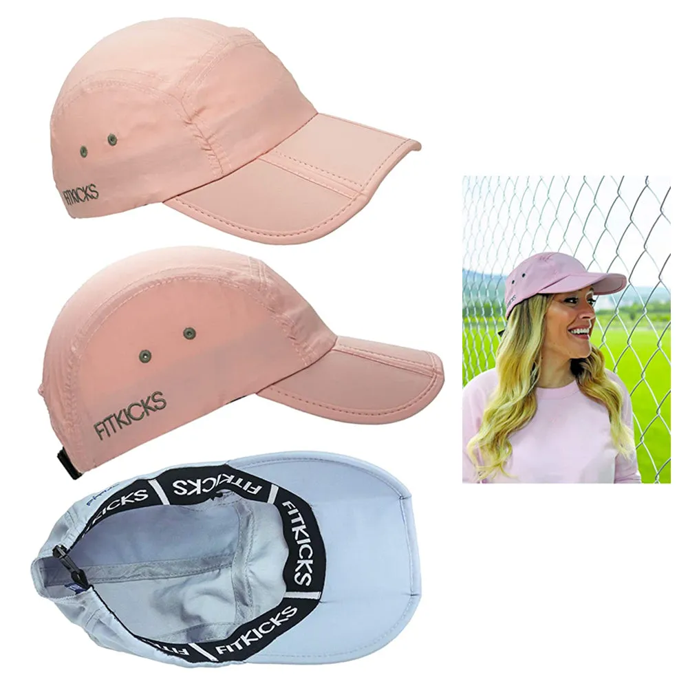 2 FitKicks Folding Baseball Cap Hat Pocket Visor Fishing Hiking One Size UPF 50 