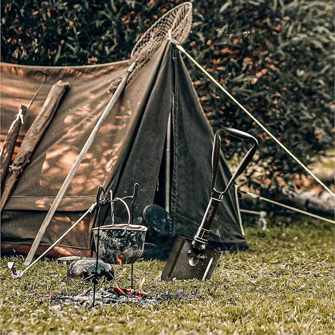 22.8'' Military Folding Camping Shovel, Offroad Survival High Carbon Steel Shovel (Olive) AugTouf by toolant