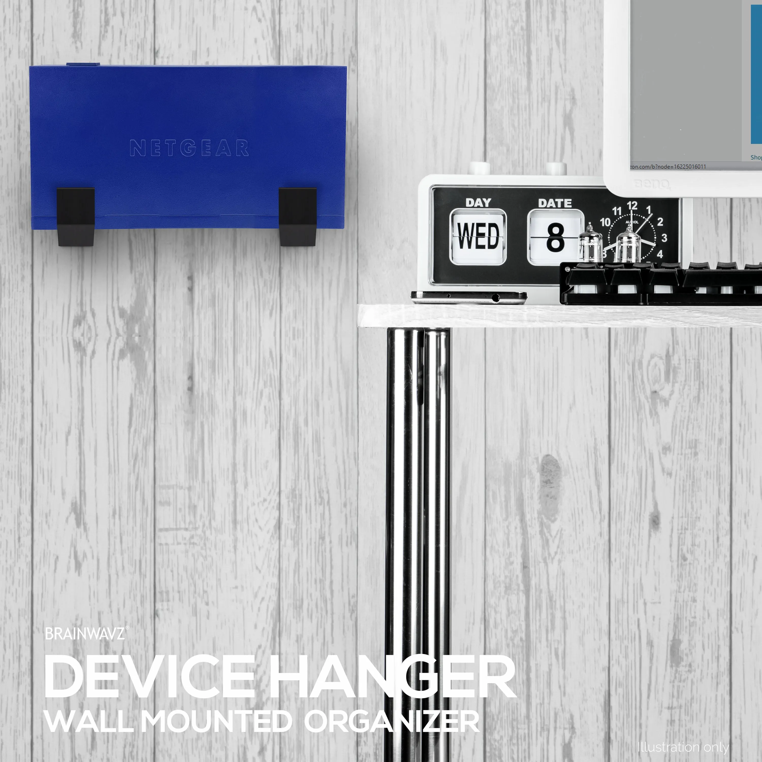 2.5" Cable Box Wall Mount Hanger Holder, Adhesive & Screw-In, for Routers, Laptops, Modem, Mesh Wifi, Apple TV, Network Switch & More