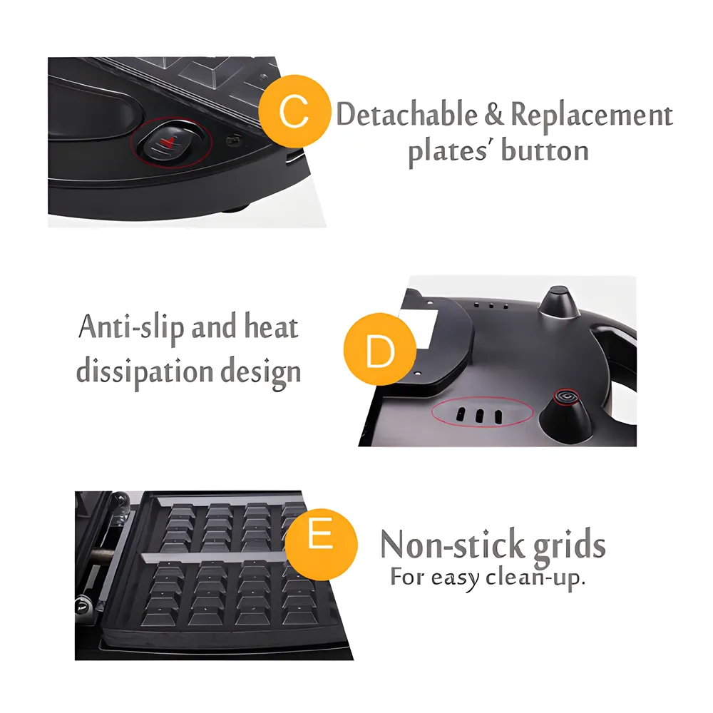 3-In-1 None-Stick Electric Grilled Toaster And Waffle Maker Machine P24-5-1