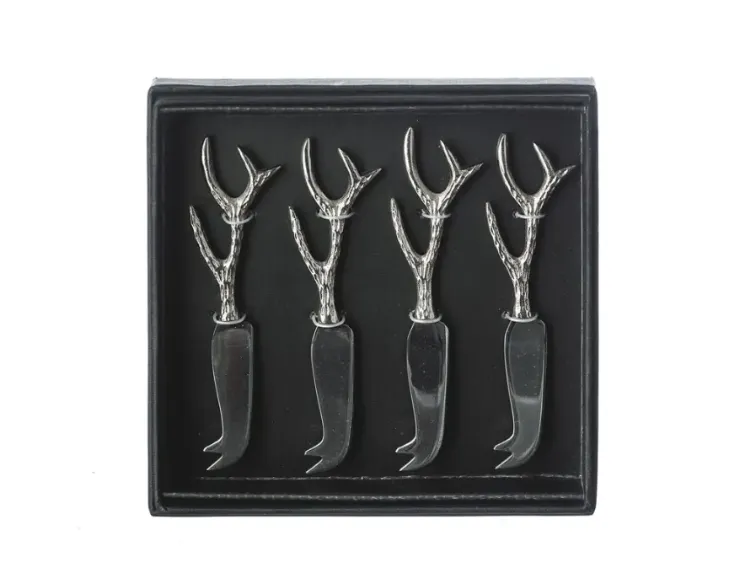 4 mini antler cheese knives