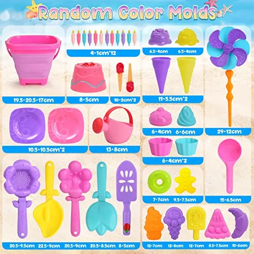 46 pieces sand toys - sandbox toys beach toys kids