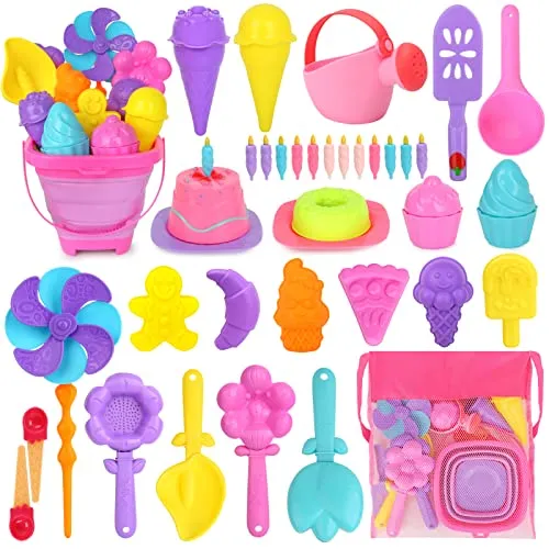 46 pieces sand toys - sandbox toys beach toys kids