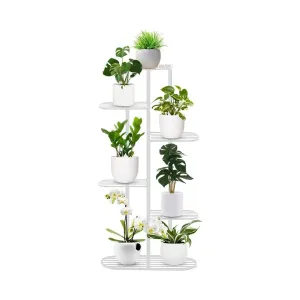6 Tier White Metal Plant Stand for 7 Planters