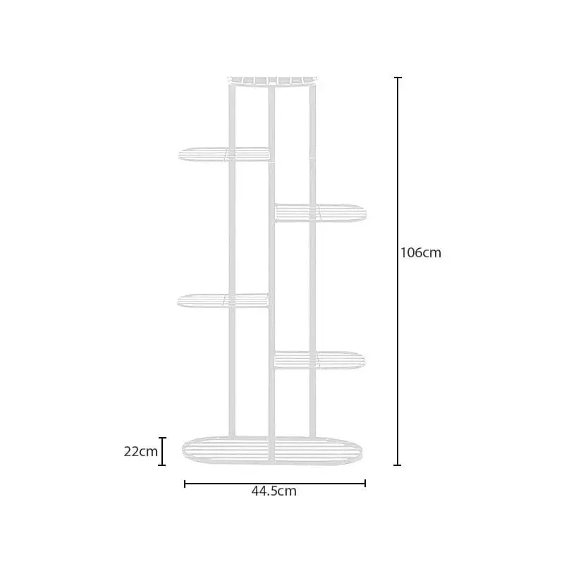 6 Tier White Metal Plant Stand for 7 Planters