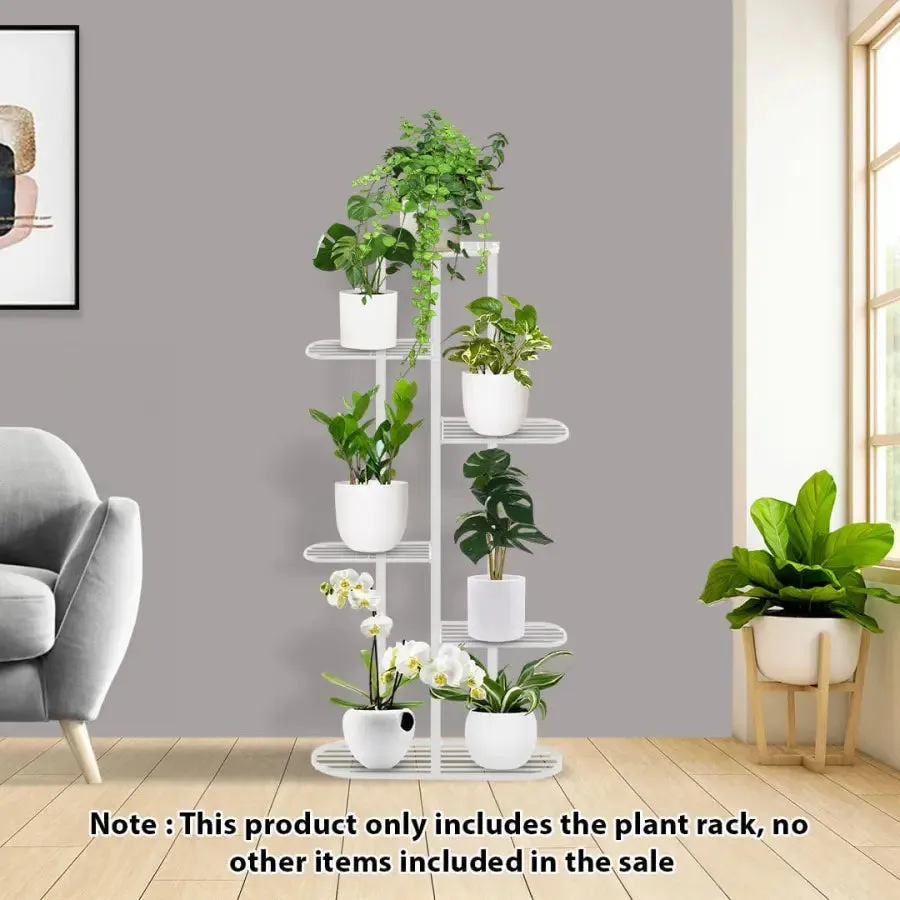 6 Tier White Metal Plant Stand for 7 Planters