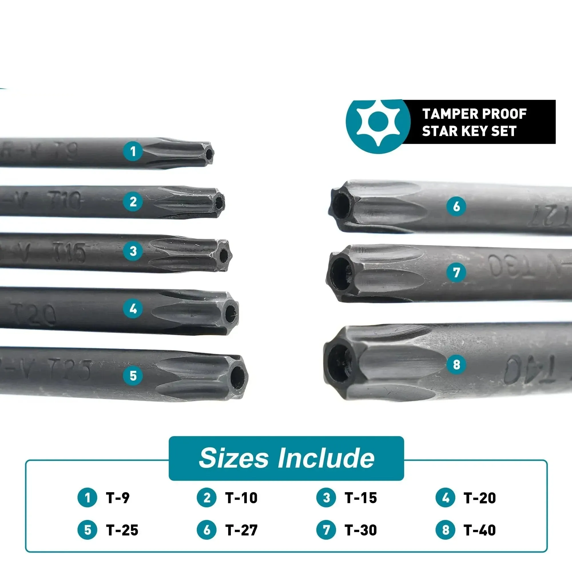 8 in 1 Folding Allen Wrench Set Metric and Tamper Proof Torx Keys