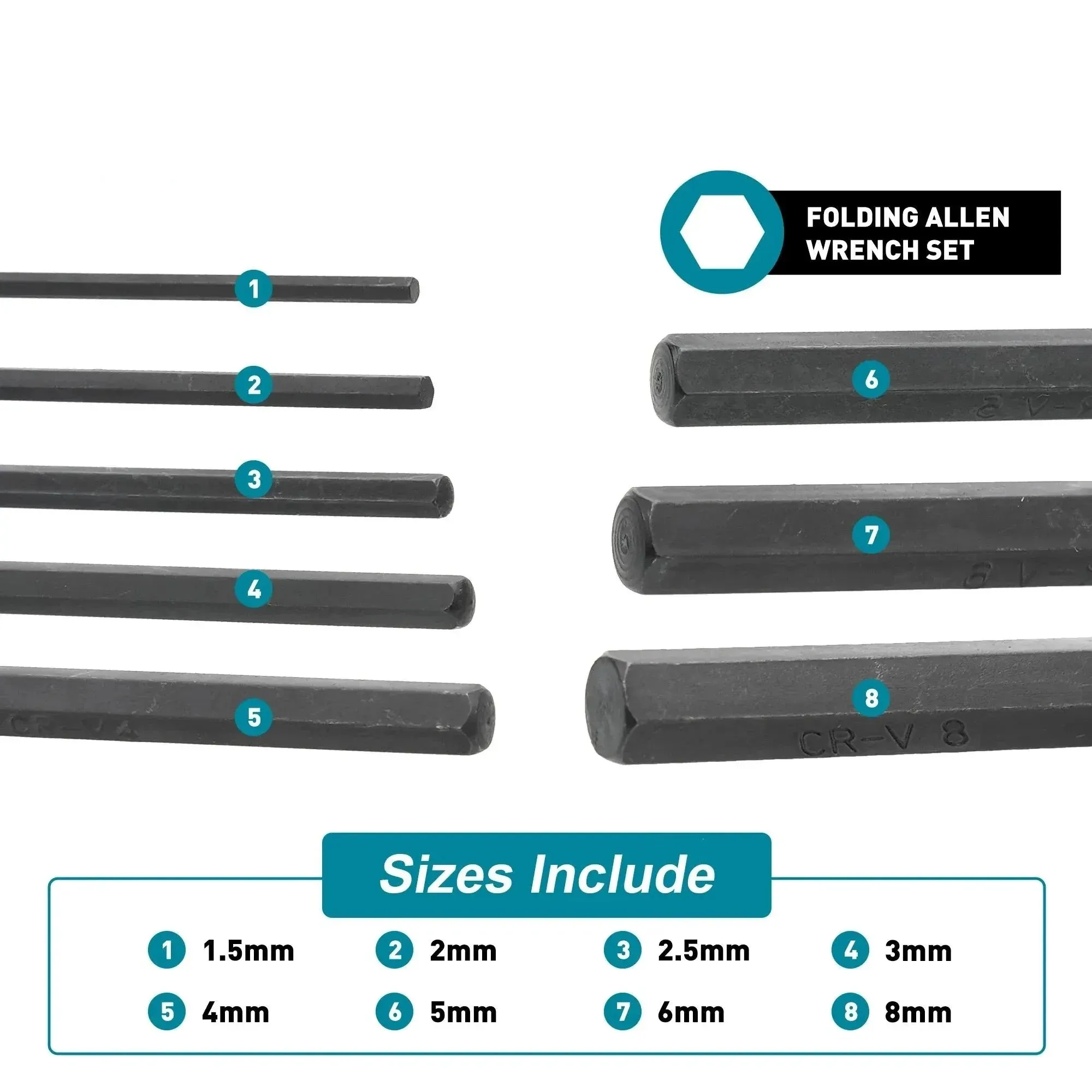 8 in 1 Folding Allen Wrench Set Metric and Tamper Proof Torx Keys