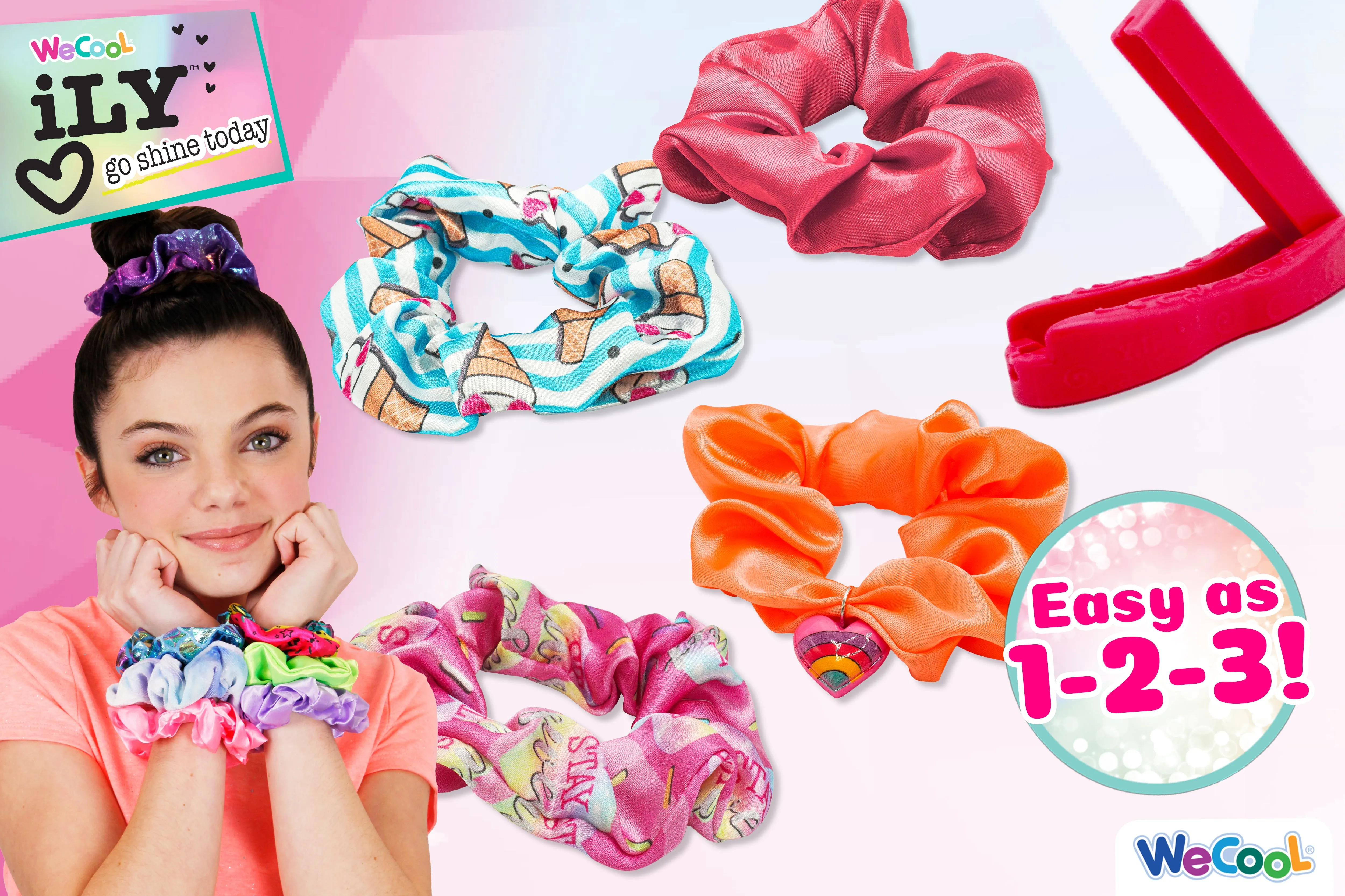 ACTIVITY KINGS ILY Scrunchie Loom Sweet Style Kit Make 4 Trendy Colorful Scrunchies Packs, for Girl Aged 6  