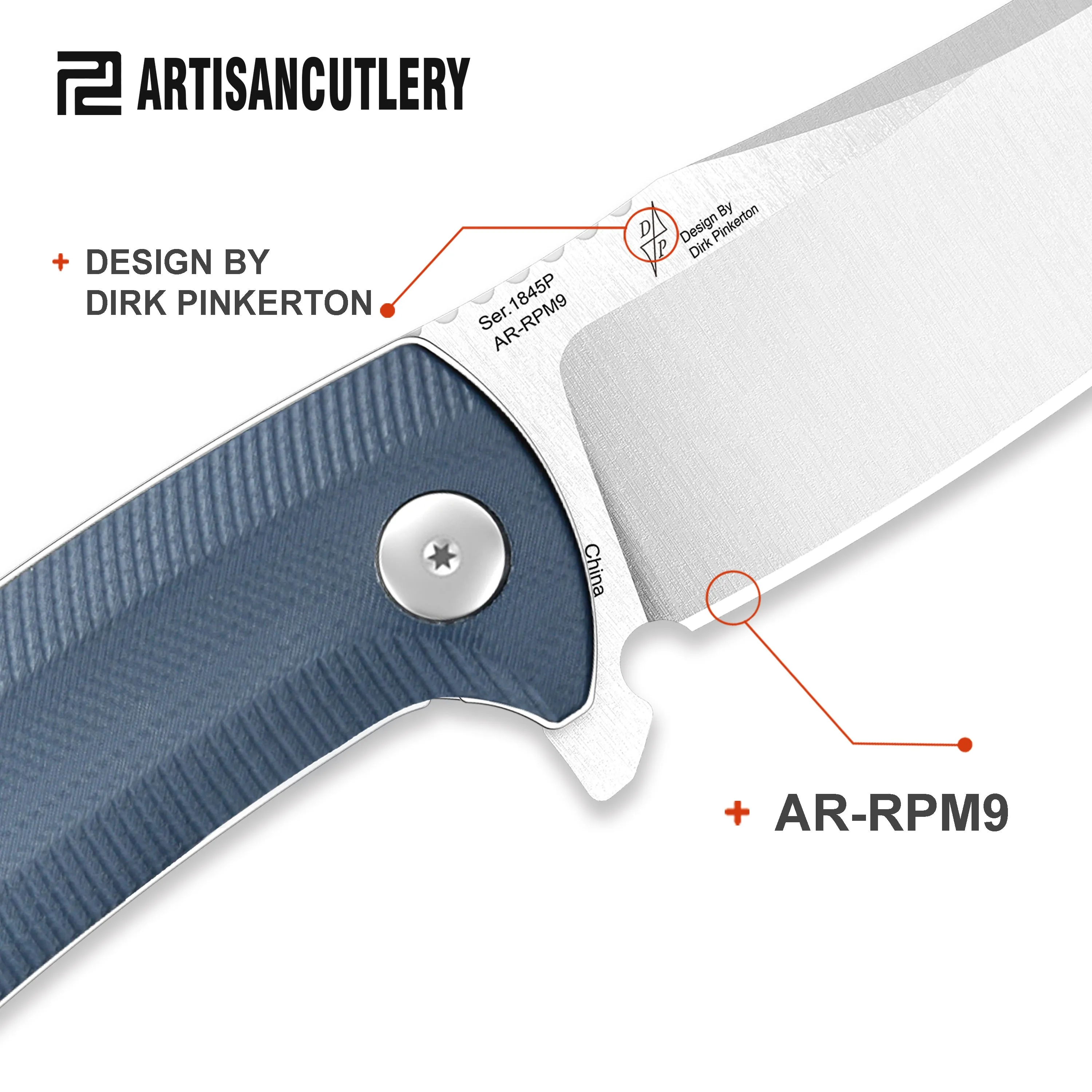 Artisan Cutlery Arroyo ATZ-1845P AR-RPM9 Steel Blade G10 Handle Folding Knives