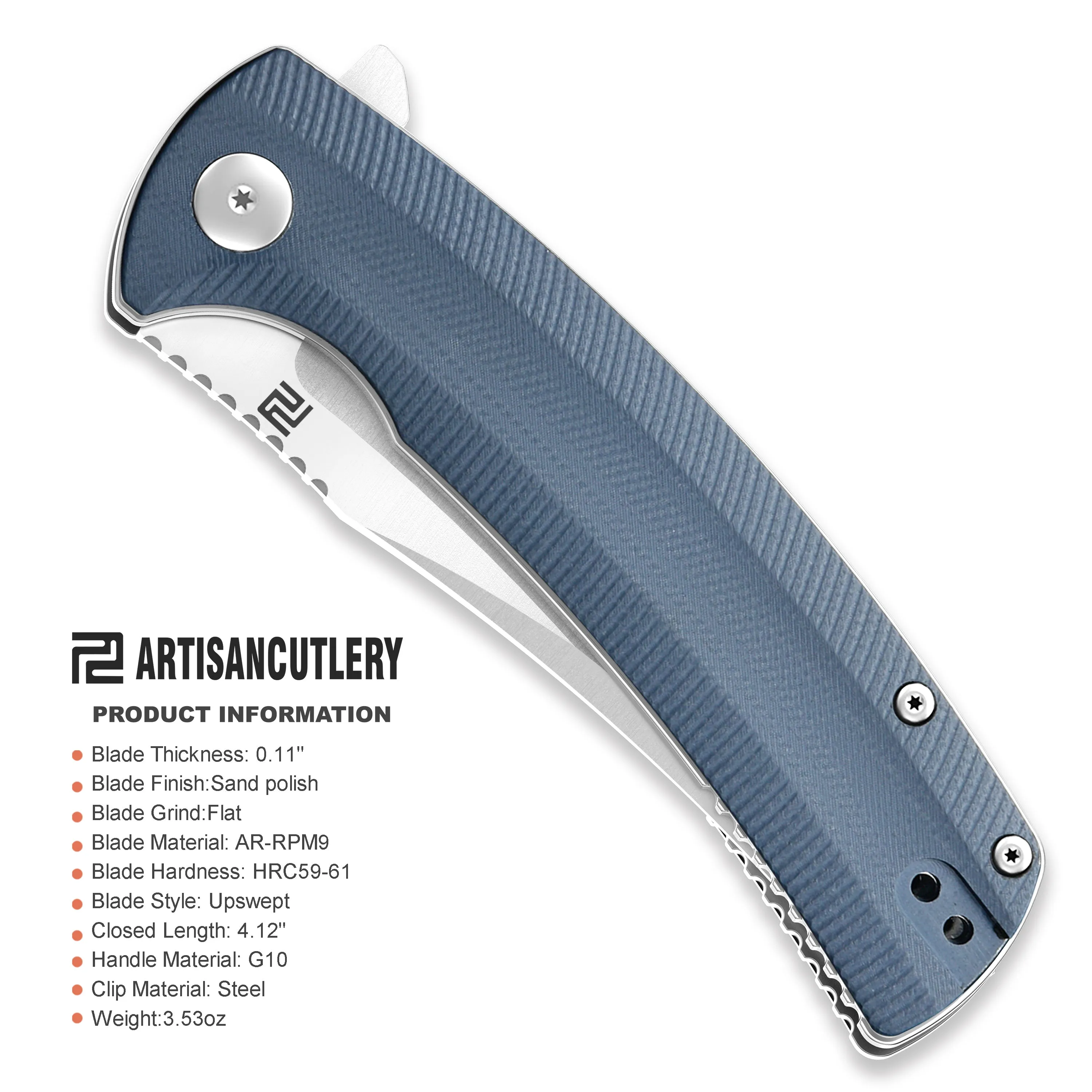 Artisan Cutlery Arroyo ATZ-1845P AR-RPM9 Steel Blade G10 Handle Folding Knives