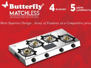 Butterfly Matchless Stainless Steel 4 Burner LPG Gas Stove | Manual ignition