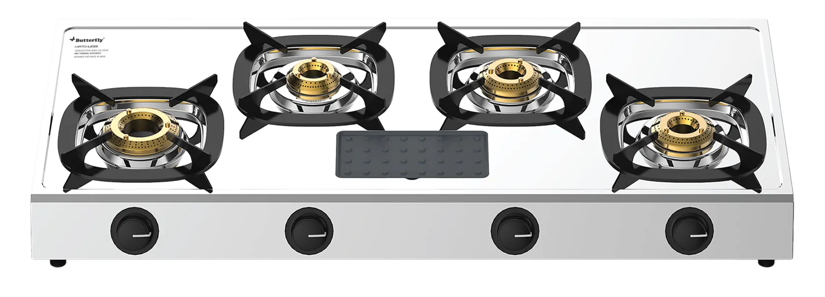 Butterfly Matchless Stainless Steel 4 Burner LPG Gas Stove | Manual ignition
