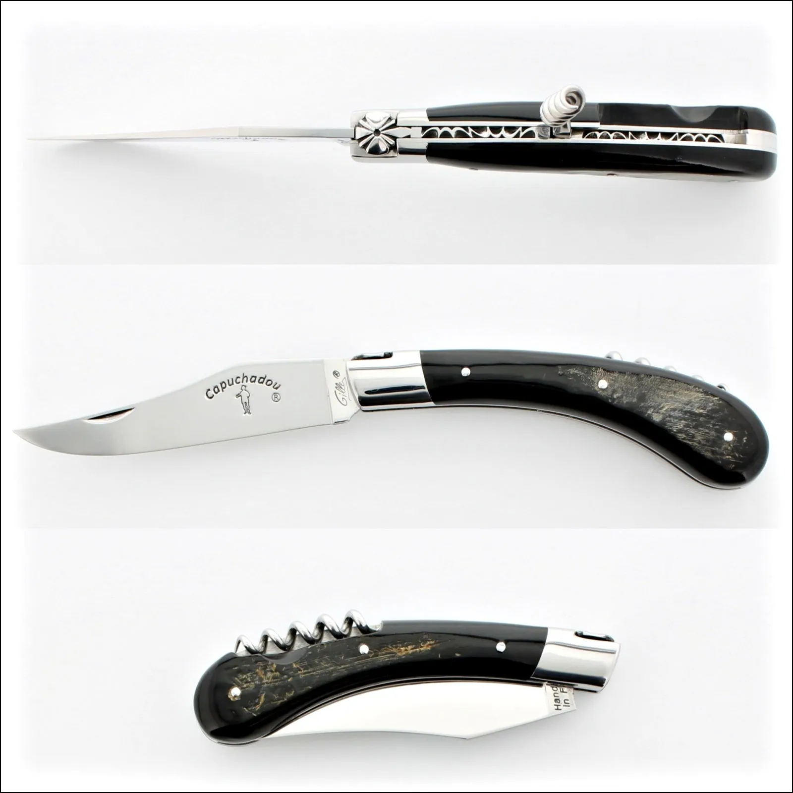Capuchadou 12 cm Classic Corkscrew Knife Buffalo Bark