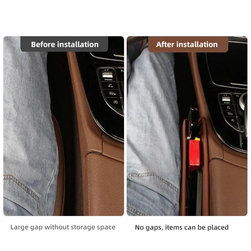 Car Seat Gap Organizer Pu Leather Storage Pocket For Keys Wallet Cup Phone Fits Most Vehicles