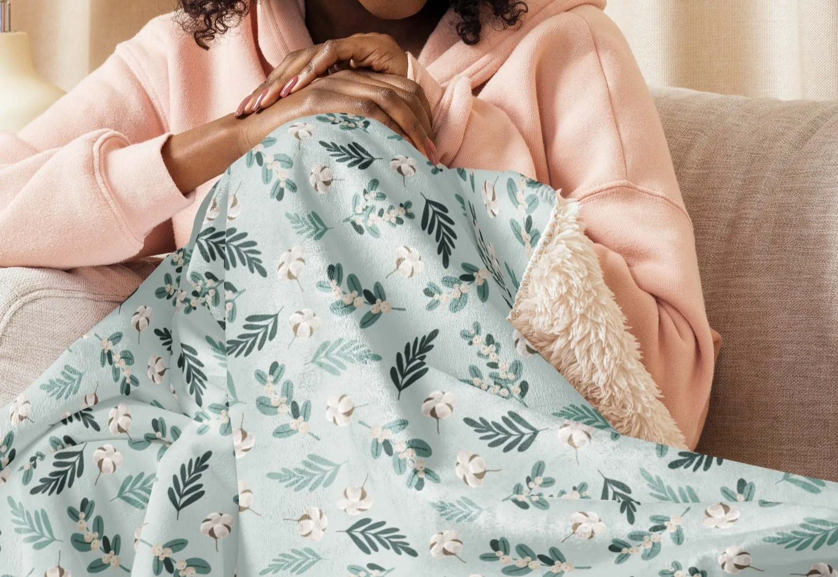 Cozy Christmas Floral Sherpa Blanket