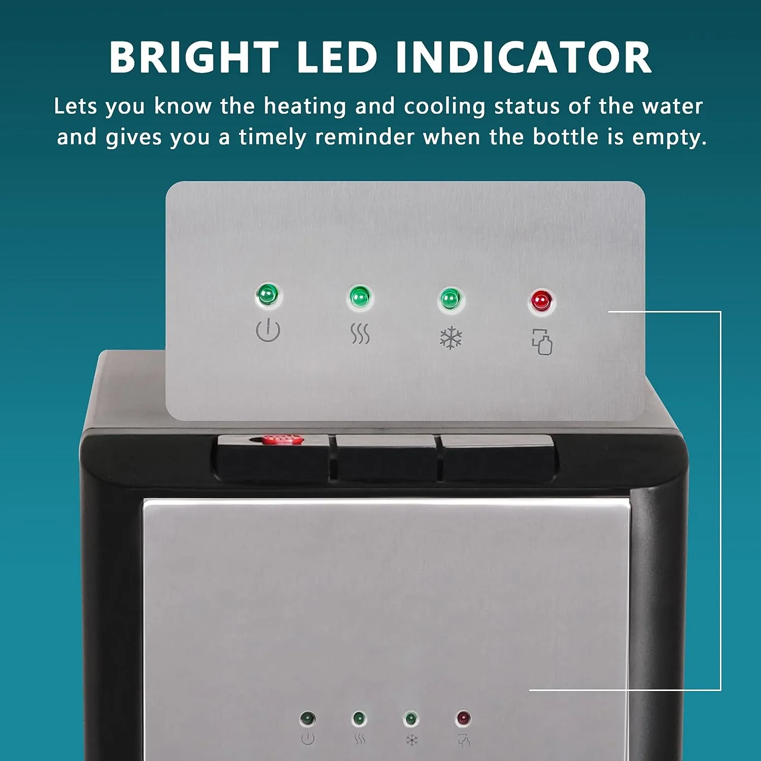 E-Macht 5 Gallon Bottom Loading Cold & Hot Water Cooler Dispenser with 3 Temperature Settings, Stainless Steel