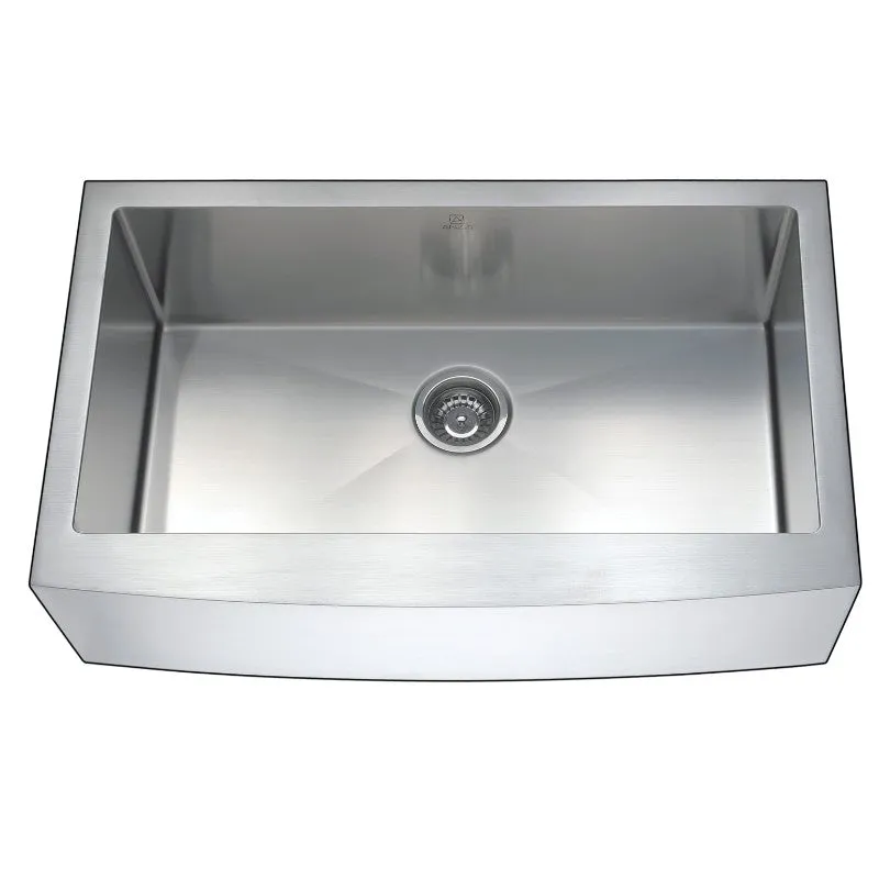 Elysian 35.88" Single Basin Farmhouse Apron Kitchen Sink in Brushed Satin