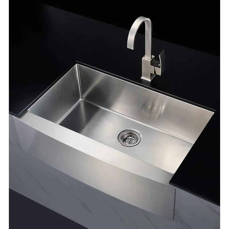 Elysian 35.88" Single Basin Farmhouse Apron Kitchen Sink in Brushed Satin