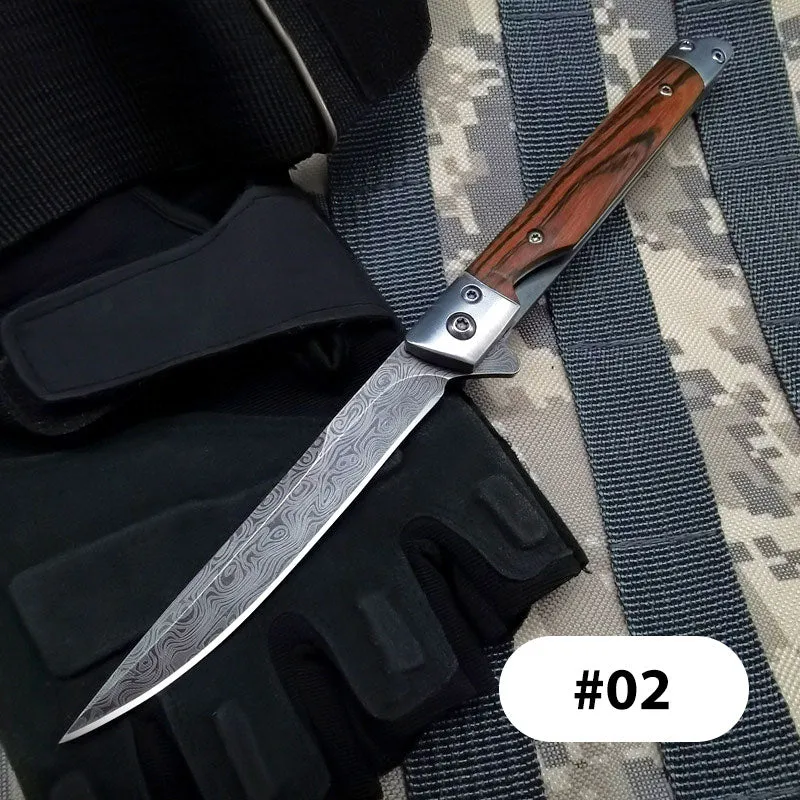 Folding knife with wooden handle for work, hiking & camping