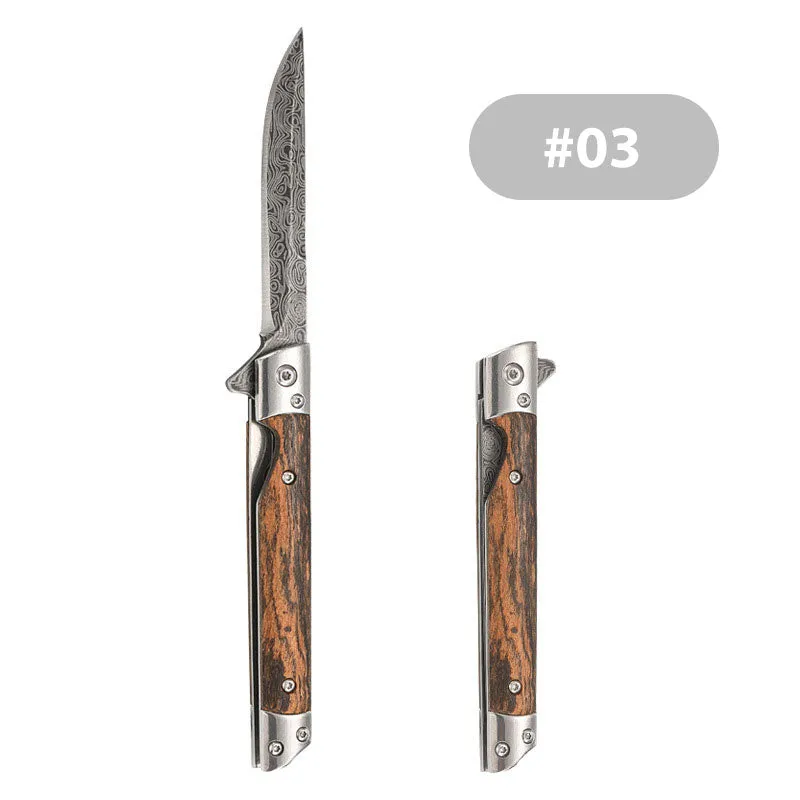 Folding knife with wooden handle for work, hiking & camping
