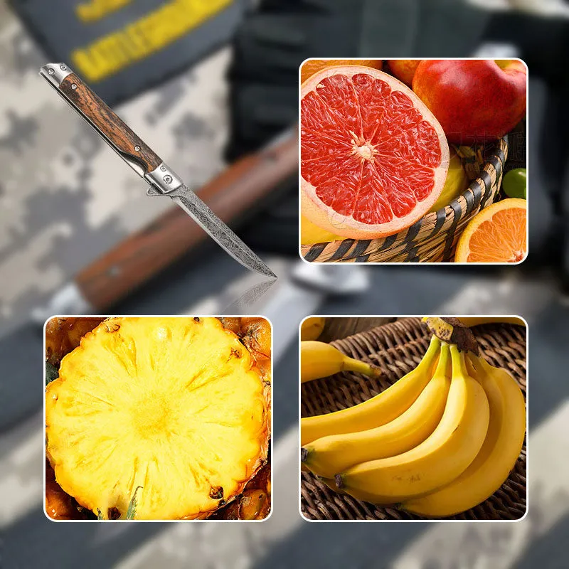 Folding knife with wooden handle for work, hiking & camping