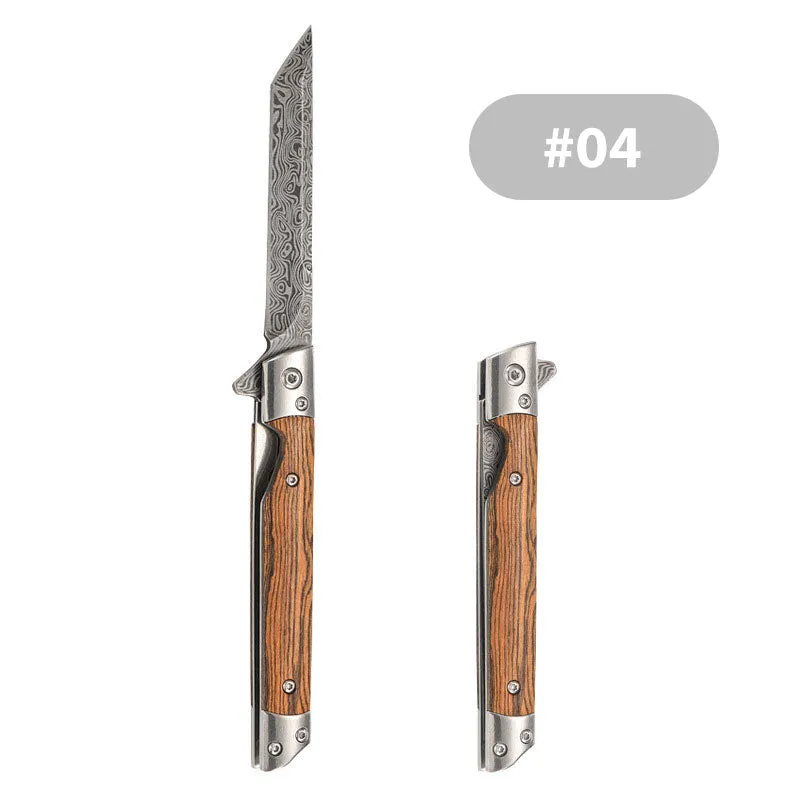 Folding knife with wooden handle for work, hiking & camping