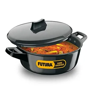 Hawkins Futura 3 Litre Cook n Serve Bowl, Hard Anodised Saucepan with Hard Anodised Lid, Induction Pan, Sauce Pan for Cooking and Serving, Black (IACB30) (Aluminium)