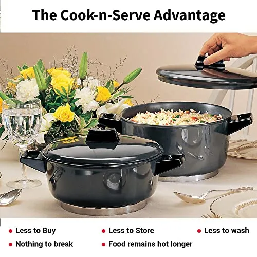 Hawkins Futura 3 Litre Cook n Serve Bowl, Hard Anodised Saucepan with Hard Anodised Lid, Induction Pan, Sauce Pan for Cooking and Serving, Black (IACB30) (Aluminium)