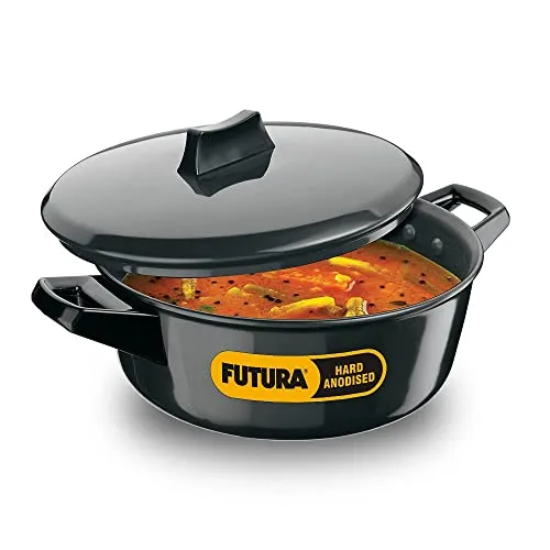 Hawkins Futura 3 Litre Cook n Serve Bowl, Hard Anodised Saucepan with Hard Anodised Lid, Induction Pan, Sauce Pan for Cooking and Serving, Black (IACB30) (Aluminium)