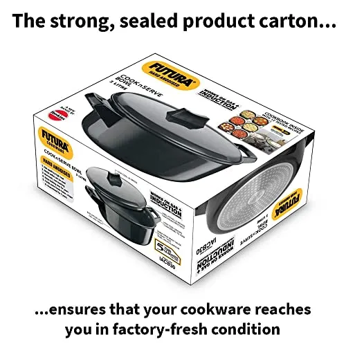 Hawkins Futura 3 Litre Cook n Serve Bowl, Hard Anodised Saucepan with Hard Anodised Lid, Induction Pan, Sauce Pan for Cooking and Serving, Black (IACB30) (Aluminium)