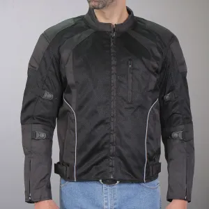 Hot Leathers JKM1025 Mens Black Armored  Nylon Mesh Jacket with Reflective Piping and Concealed Carry Pocket