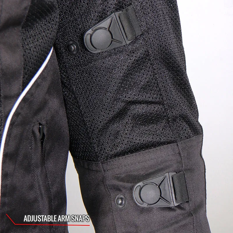 Hot Leathers JKM1025 Mens Black Armored  Nylon Mesh Jacket with Reflective Piping and Concealed Carry Pocket