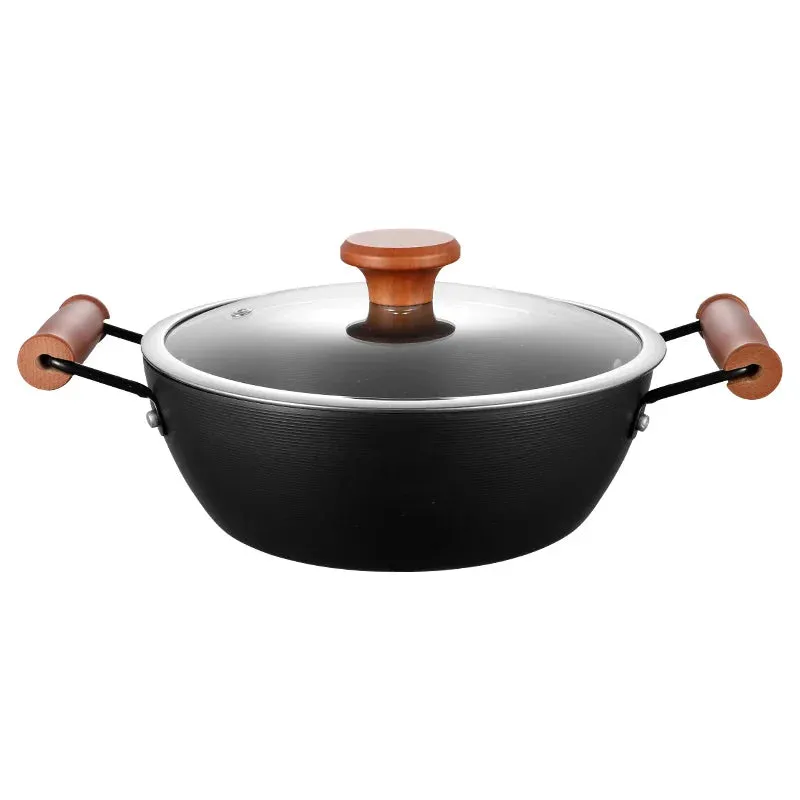 KSISE Brand Authentic Soup Pot with Maifan Stone Coating, Glass Lid, Micro Spiral Wall - Multi-Purpose Cooking