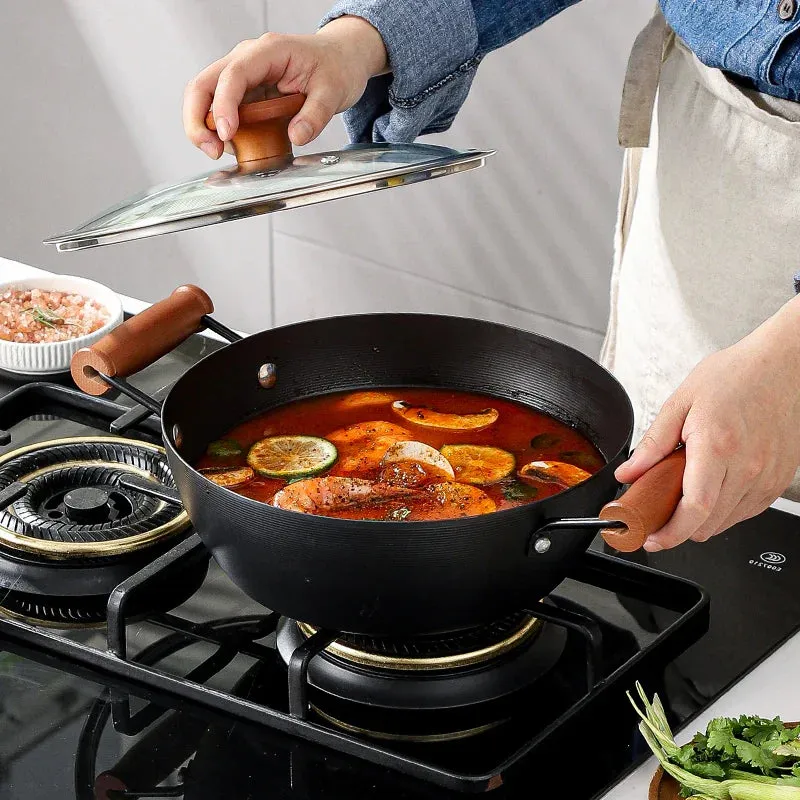 KSISE Brand Authentic Soup Pot with Maifan Stone Coating, Glass Lid, Micro Spiral Wall - Multi-Purpose Cooking