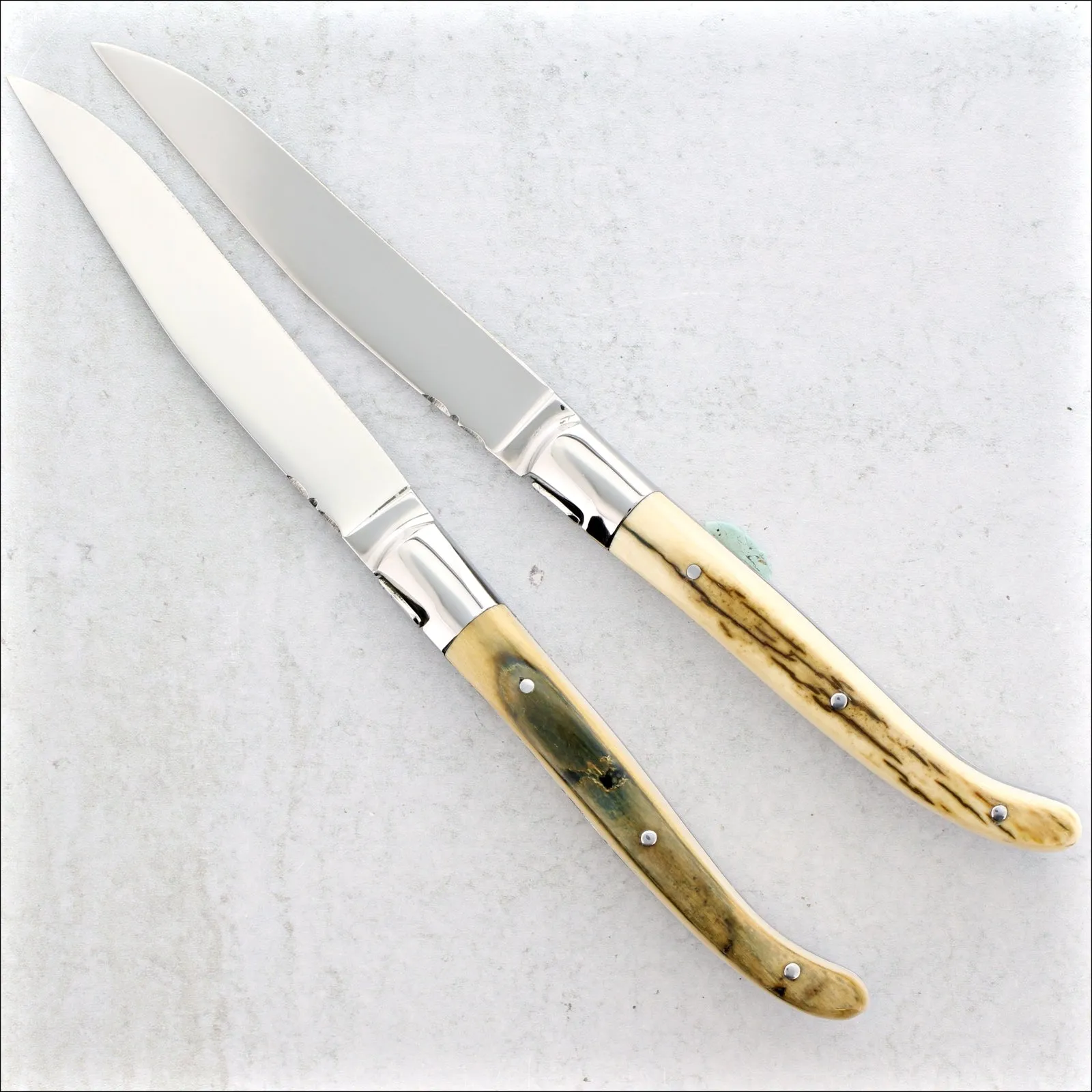 Laguiole Forged Steak Knives Fossilized Mammoth Tusk - C