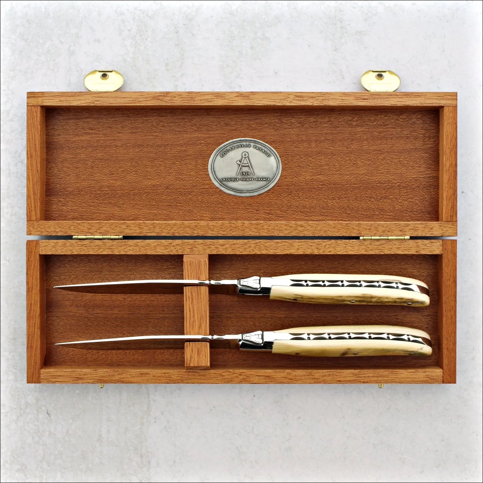 Laguiole Forged Steak Knives Fossilized Mammoth Tusk - C