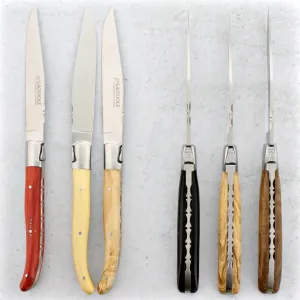 Laguiole Forged Steak Knives Mixed Wood Handle