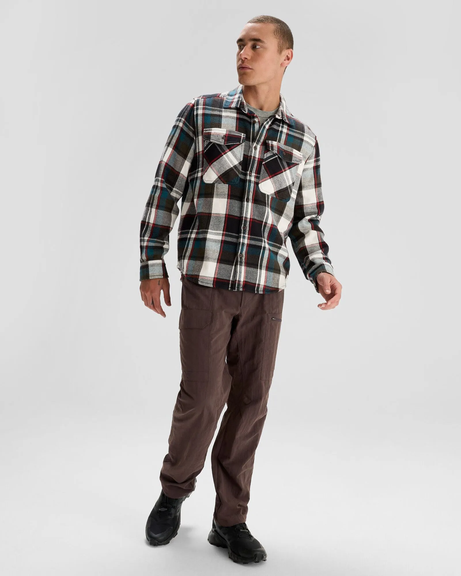 Men's Huntly Long Sleeve Shirt - Hut Plaid Dark Moss