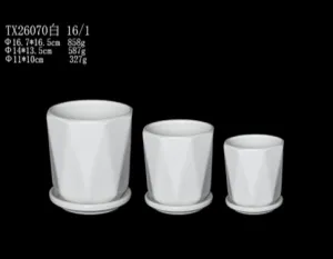Minimalist Round Ceramic Planters - Set of 3 | White | Drainage Hole