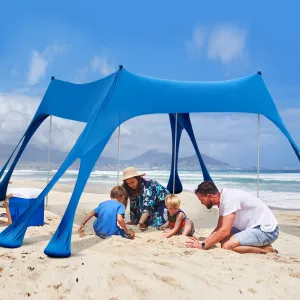 NNECW 3M x 3M Beach Sunshade Canopy with 8 Sandbags 3 Shovels for Beach Patio