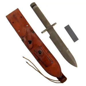 Original U.S. Operation Just Cause Invasion of Panama Robert Parrish Survival Knife Carried by US Ranger During Jump Into Panama - With Sheath and Letter