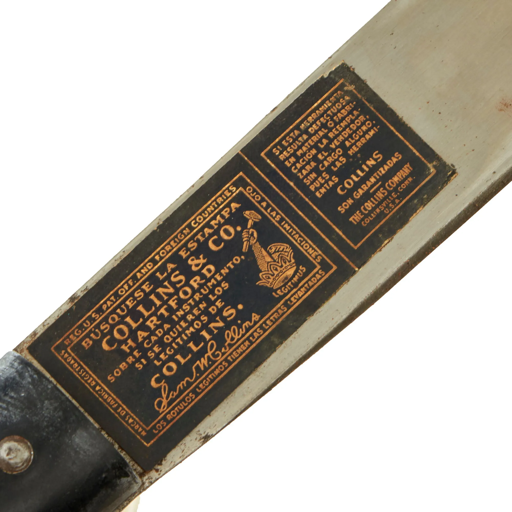 Original U.S. WWII Collins & Co Legitimus Model 128 Machete With Milwaukee Saddlery Co. 1942 Dated Scabbard