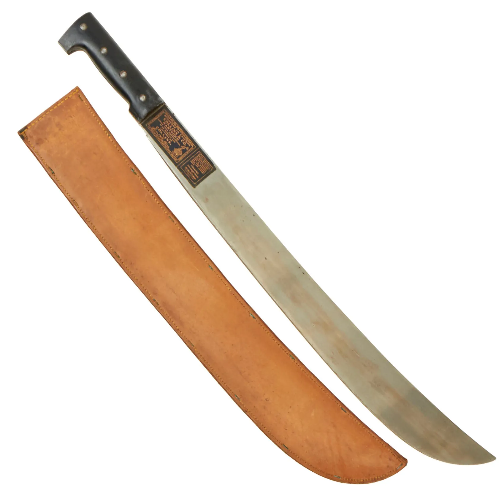 Original U.S. WWII Collins & Co Legitimus Model 128 Machete With Milwaukee Saddlery Co. 1942 Dated Scabbard