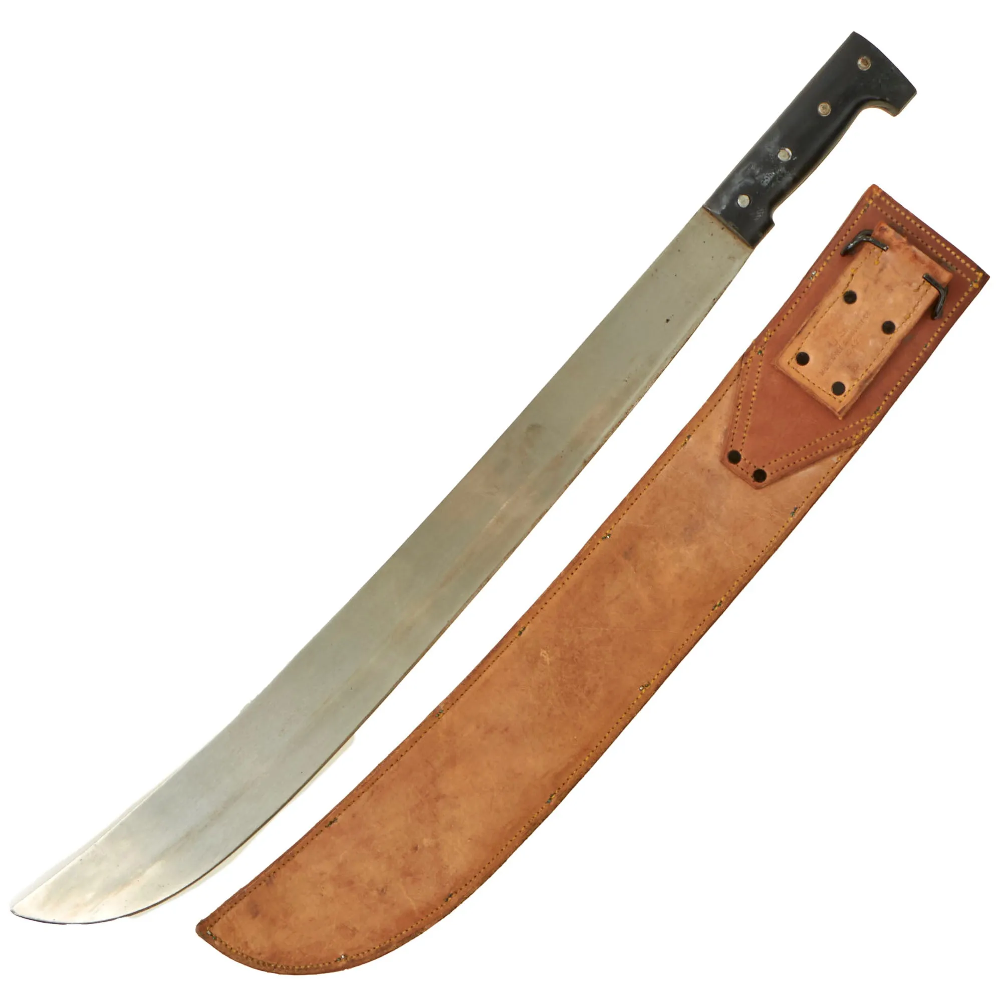 Original U.S. WWII Collins & Co Legitimus Model 128 Machete With Milwaukee Saddlery Co. 1942 Dated Scabbard