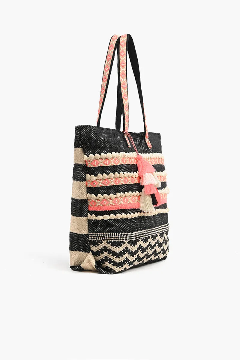 Papaya Punch Pit Loom Dhurrie Multi Purpose Tote Bag