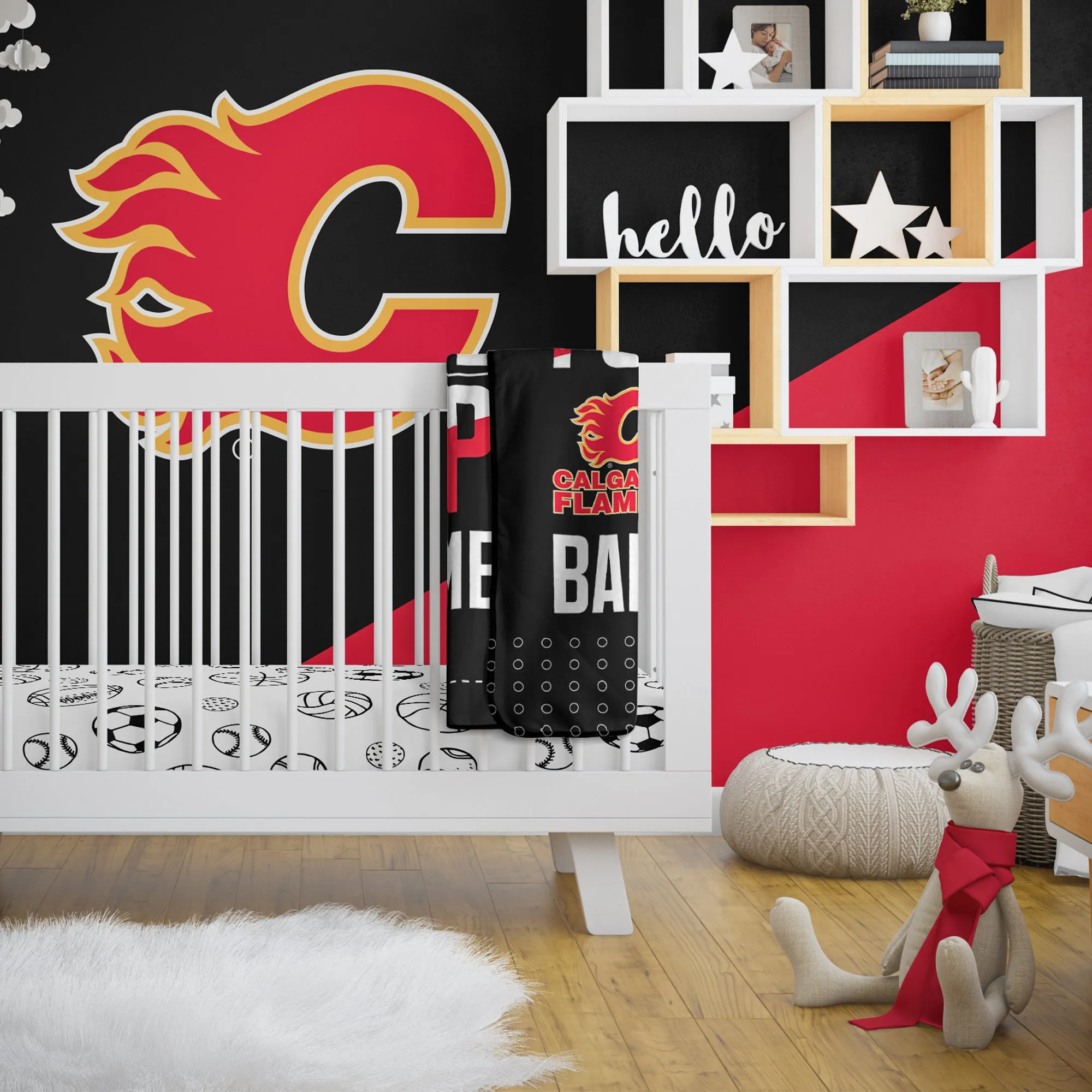 Personalized Calgary Flames MVP Baby Pixel Fleece Blanket