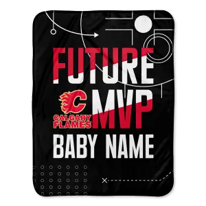 Personalized Calgary Flames MVP Baby Pixel Fleece Blanket