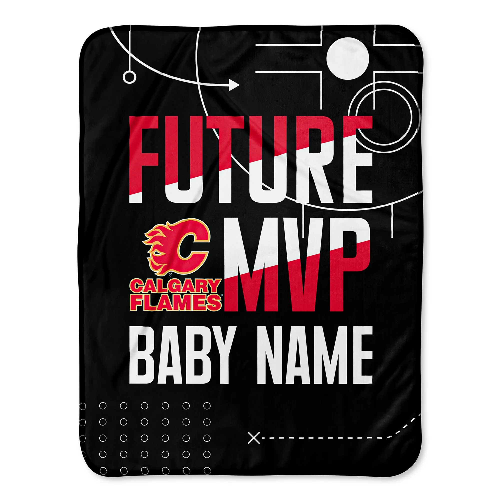 Personalized Calgary Flames MVP Baby Pixel Fleece Blanket